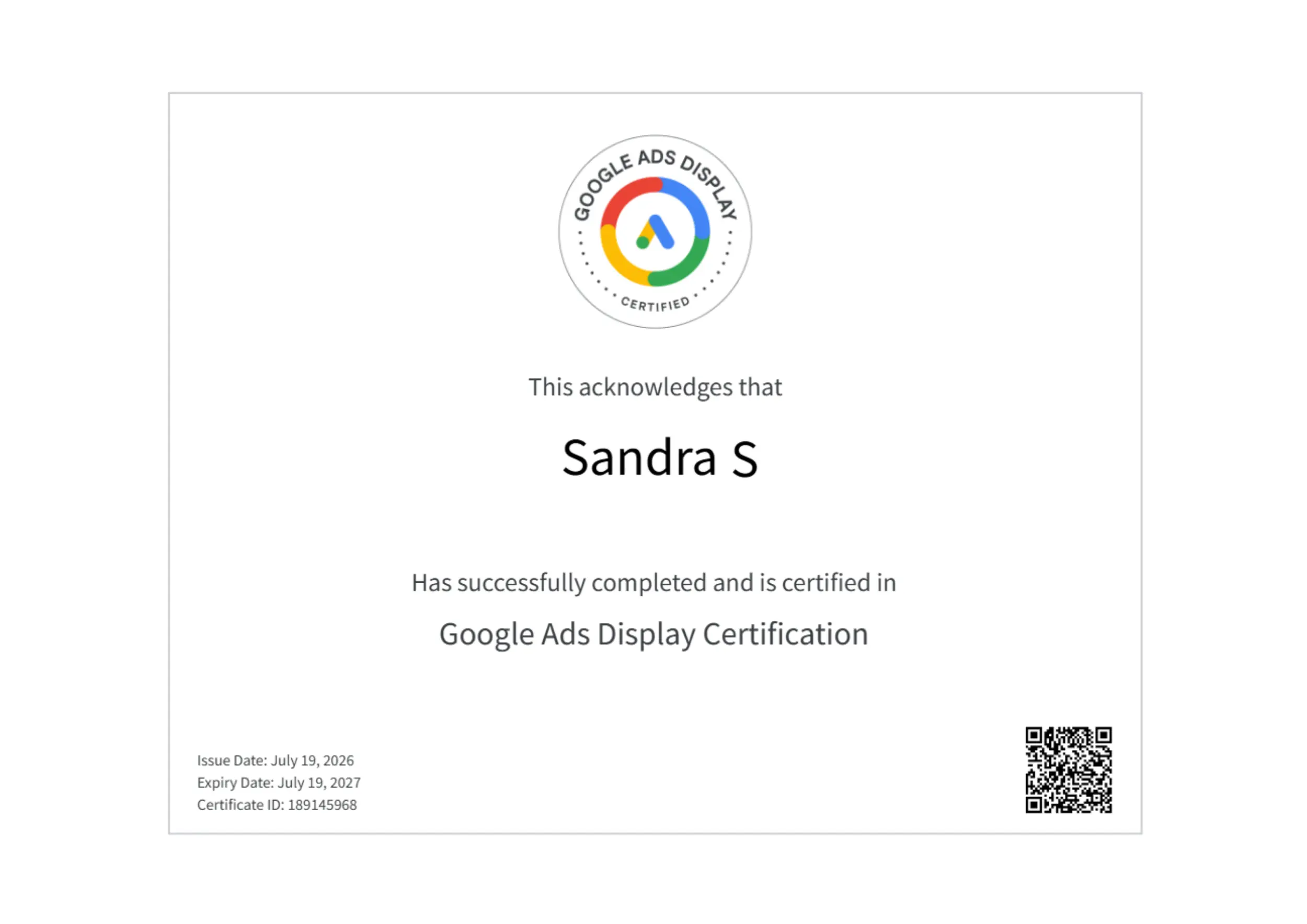 Google Ads Display Certificate