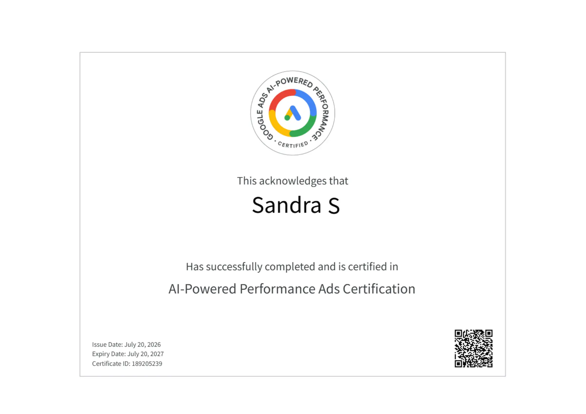 AI Powered Performance Ads Certificate